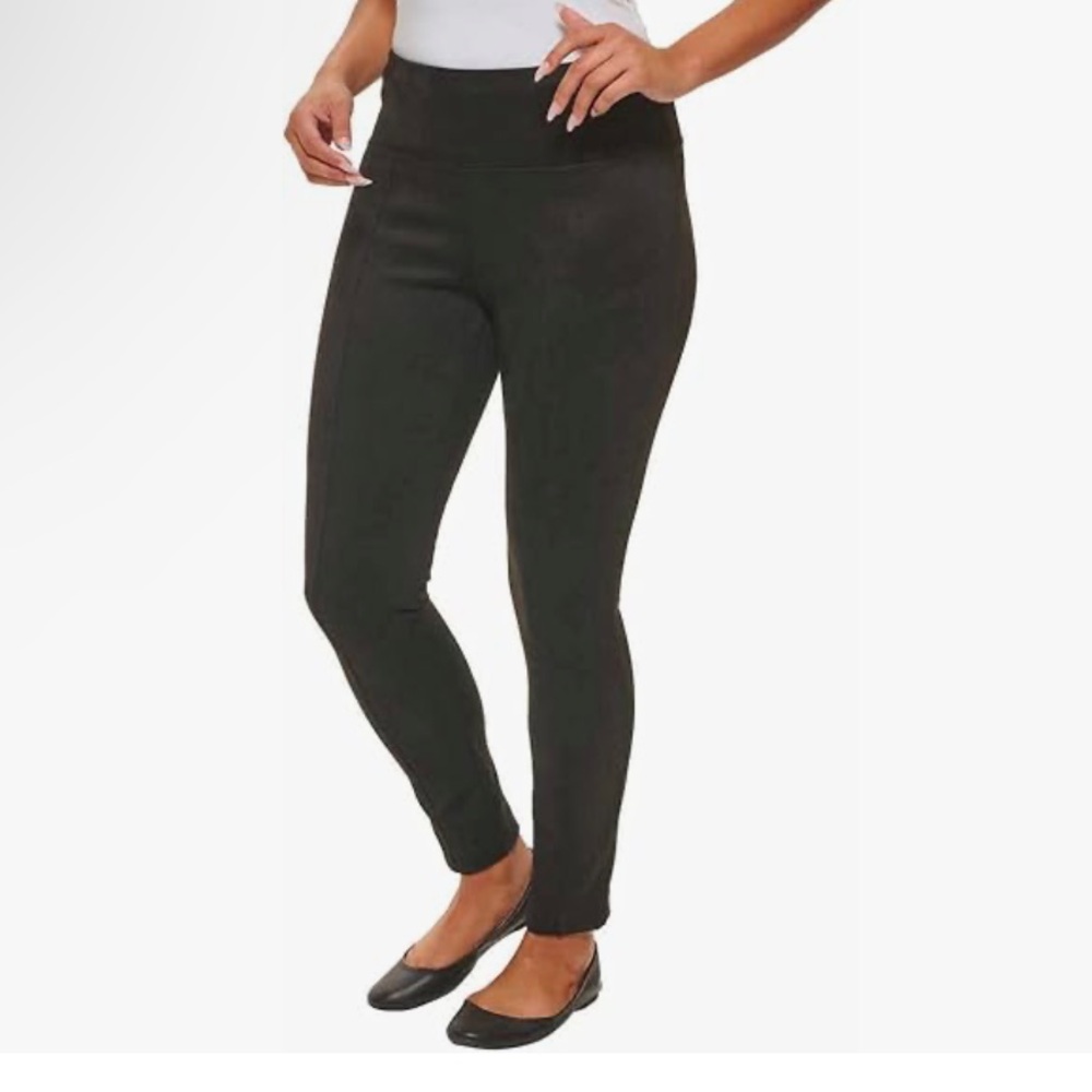 Andrew Marc Women’s Black High Rise Stretch Faux Suede Pull On Dress Pants L
